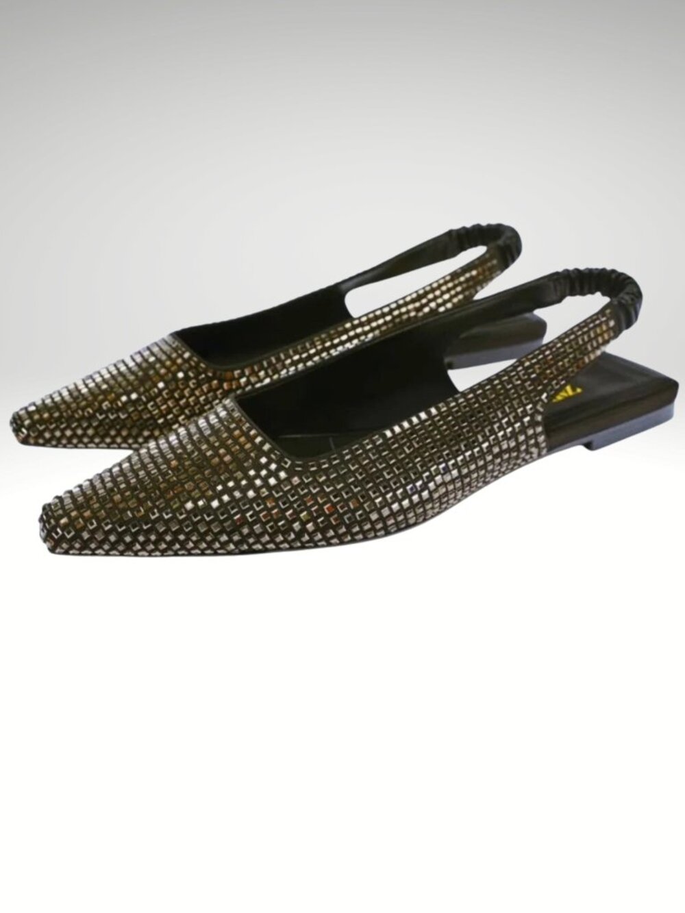 Women Zara Sparkly slingback sandals square heel, pointy toe, sz 37